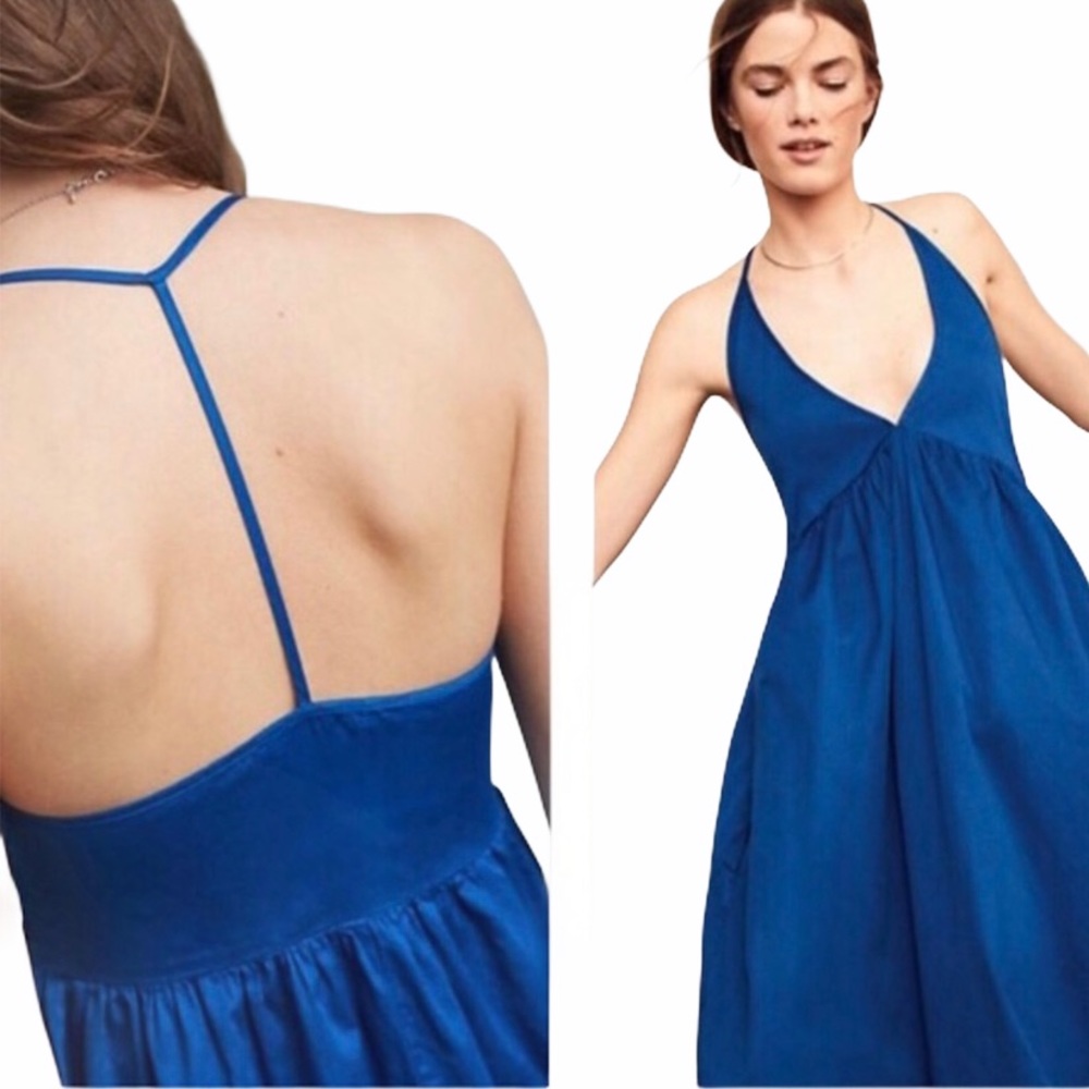 Anthropologie Blue Halter Maxi Dress - Women